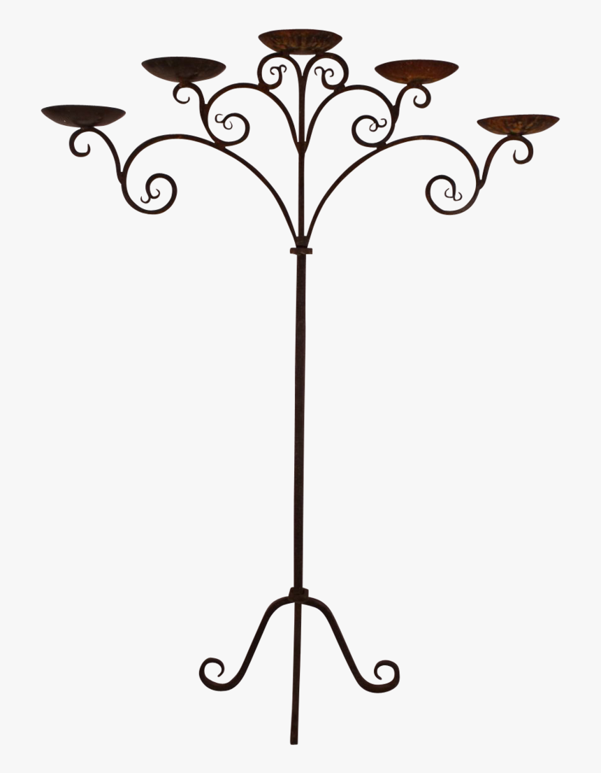 Fantastic Antique Gothic Wrought Iron Five Candle, HD Png Download