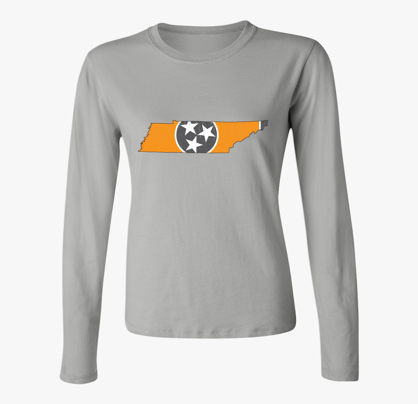 Tennessee Flag State Outline Orange Womens Long Sleeve - Light Blue Ugly Christmas Sweater, HD Png Download
