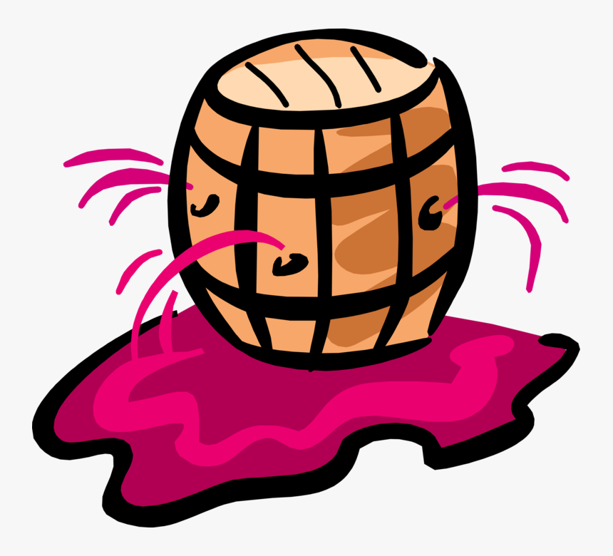 Vector Illustration Of Red Wine Barrel Cask Springs - Leaky Barrel Clipart, HD Png Download