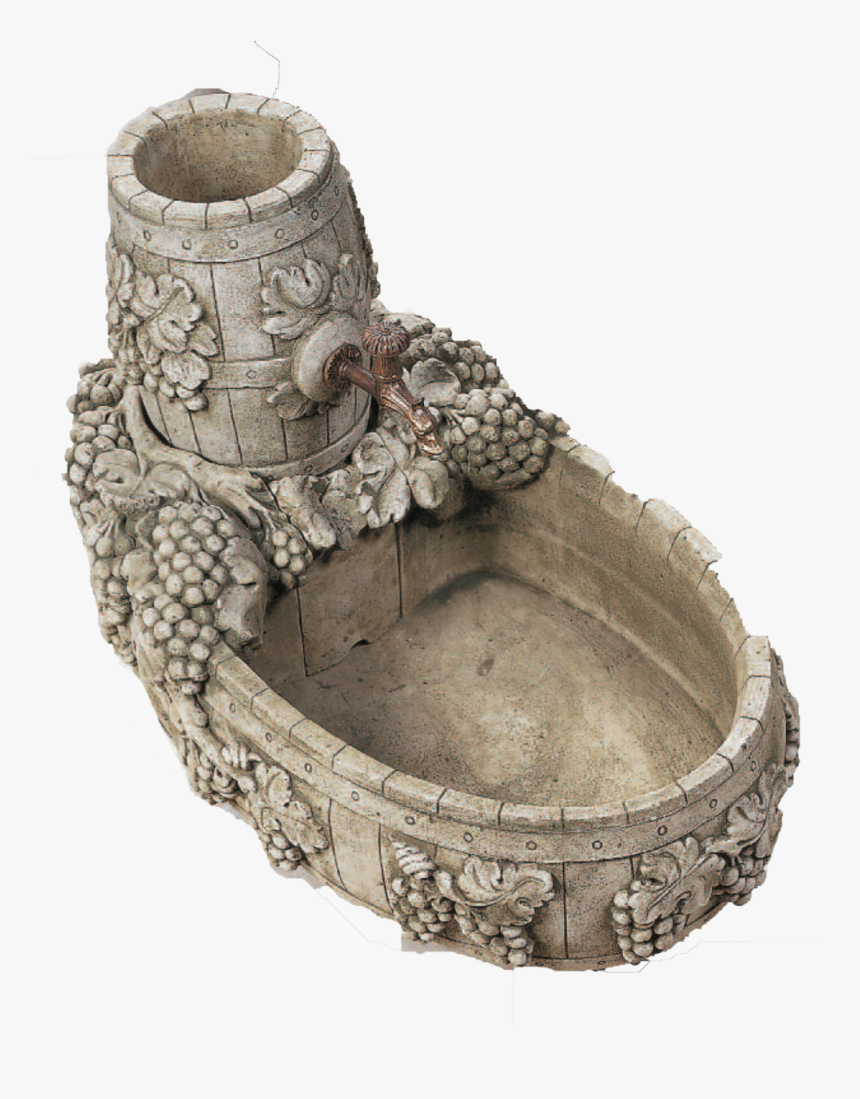 Wine Barrel Cast Stone Outdoor Garden Fountain With - Carving, HD Png Download