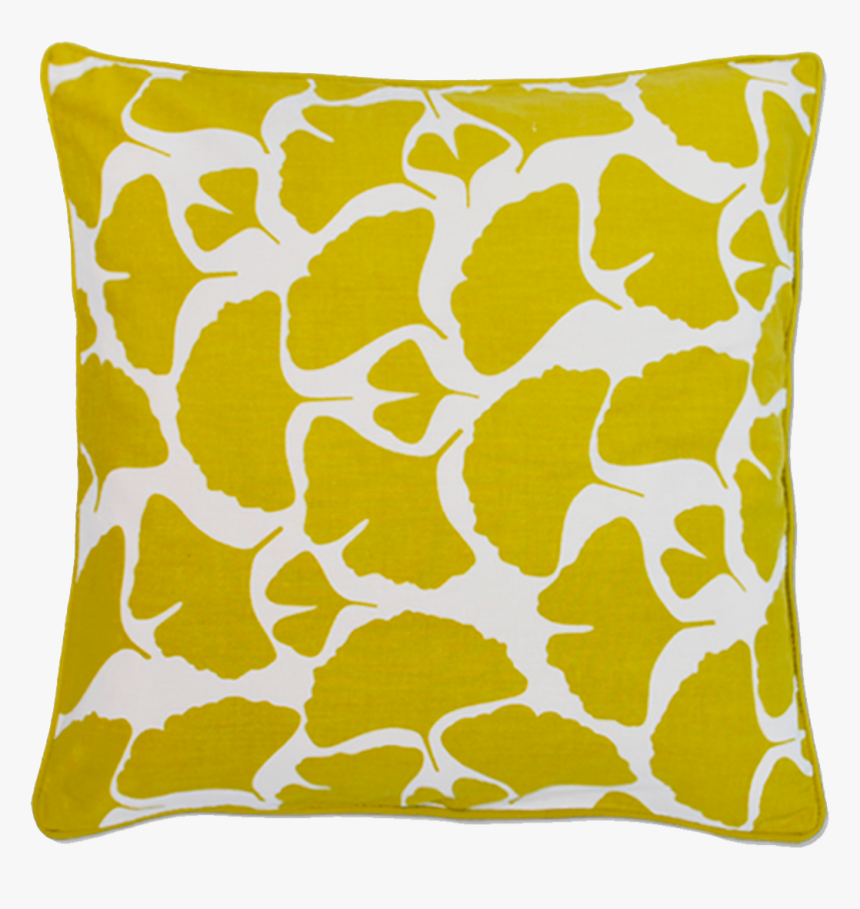 Yellow Gingko Leaf Pillow Cover Handmade In Bali - Throw Pillow Patterns Png, Transparent Png