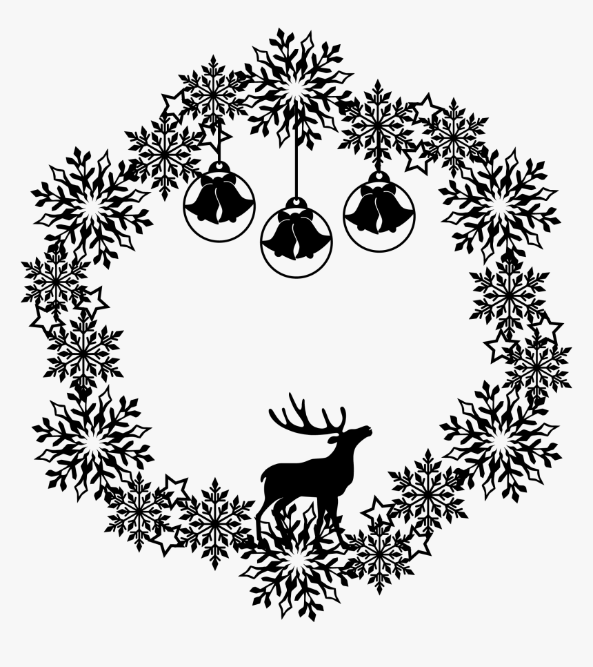 Wreath Silhouette Png -reindeer Snowflake Wreath - Reindeer, Transparent Png