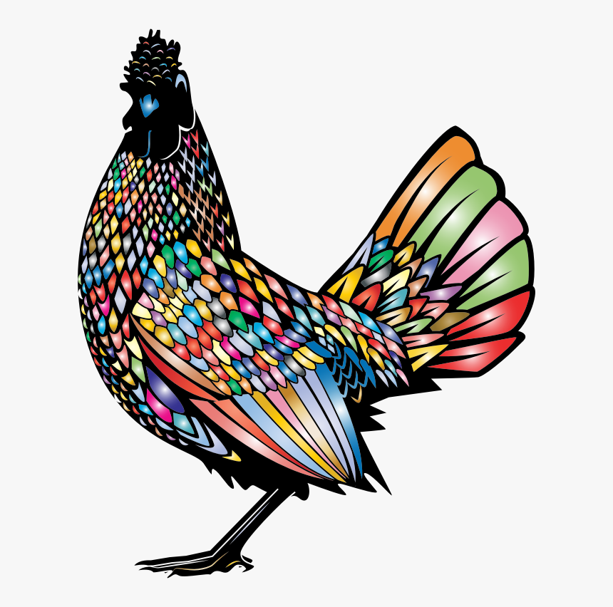 Chromatic Rooster - Colored Chicken Clipart, HD Png Download