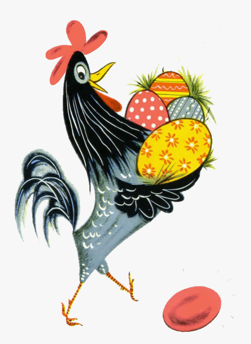 Easter Figurines Rooster Chicken Easter Bunny Happy - Dessin Coq De Paques, HD Png Download