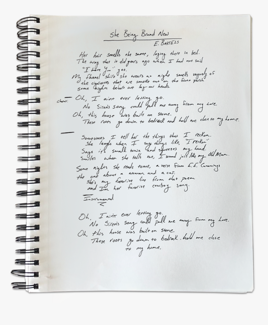 Shebeingbrandnew Lyricsheet Notebook - My Time Evan Bartels Lyrics, HD Png Download