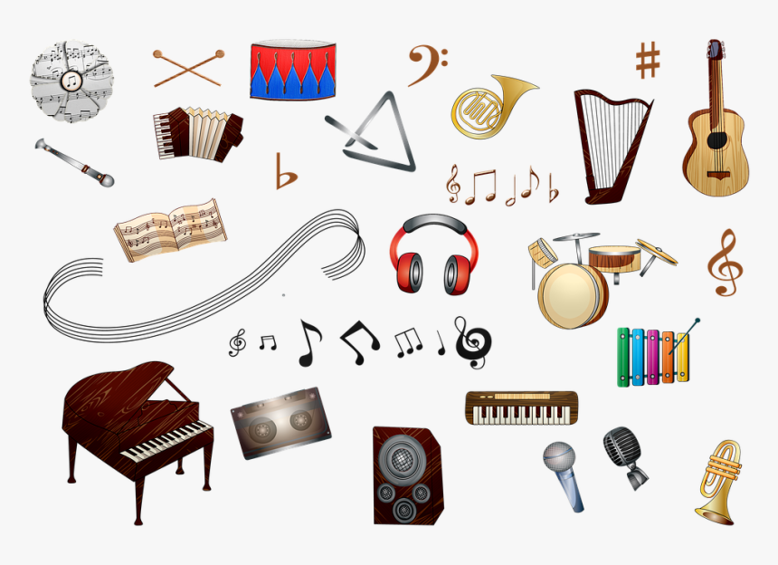 Music Instruments, Piano, Guitar, Cymbal, Organ, HD Png Download