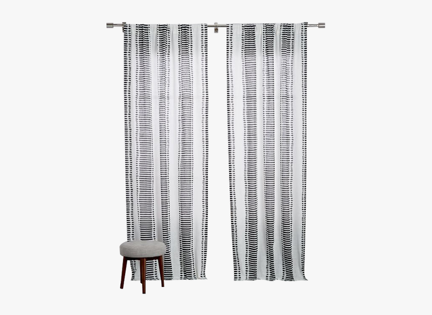 Striped Ikat Curtain Slate, HD Png Download