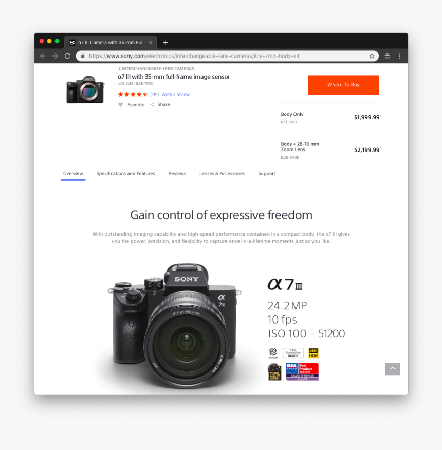 Https - //www - Sony - Lens Cameras /ilce 7m3 Body - โซ นี A7iii ราคา, HD Png Download