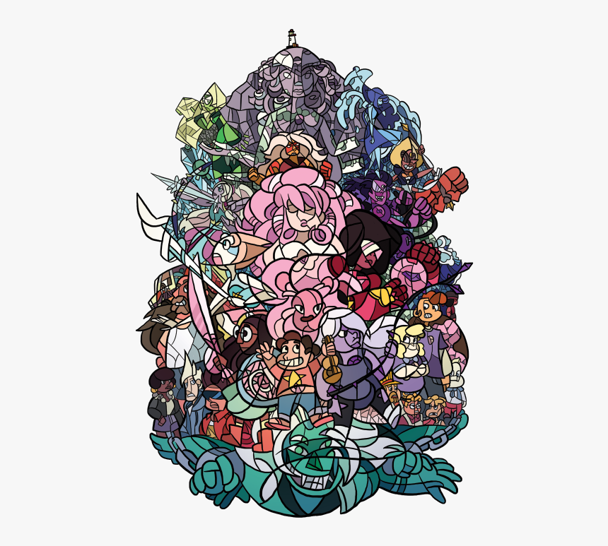 Illustration My Art Fanart Lion Cast Rose Quartz Sadie - Steven Universe Stained Glass, HD Png Download