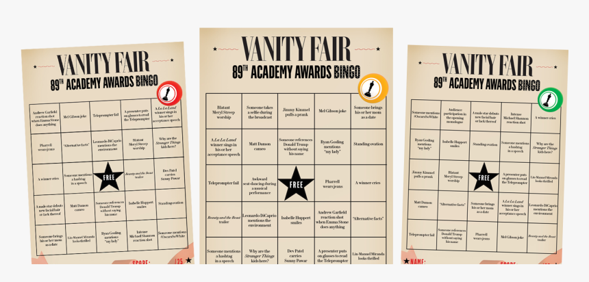 Oscar Bingo Cards - Oscar Bingo Cards 2018, HD Png Download