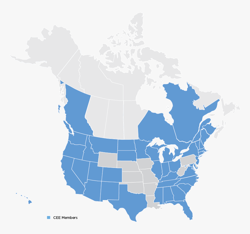 Map Of 38 States And 5 Provinces Where Cee Members - White Vote By County 2016, HD Png Download