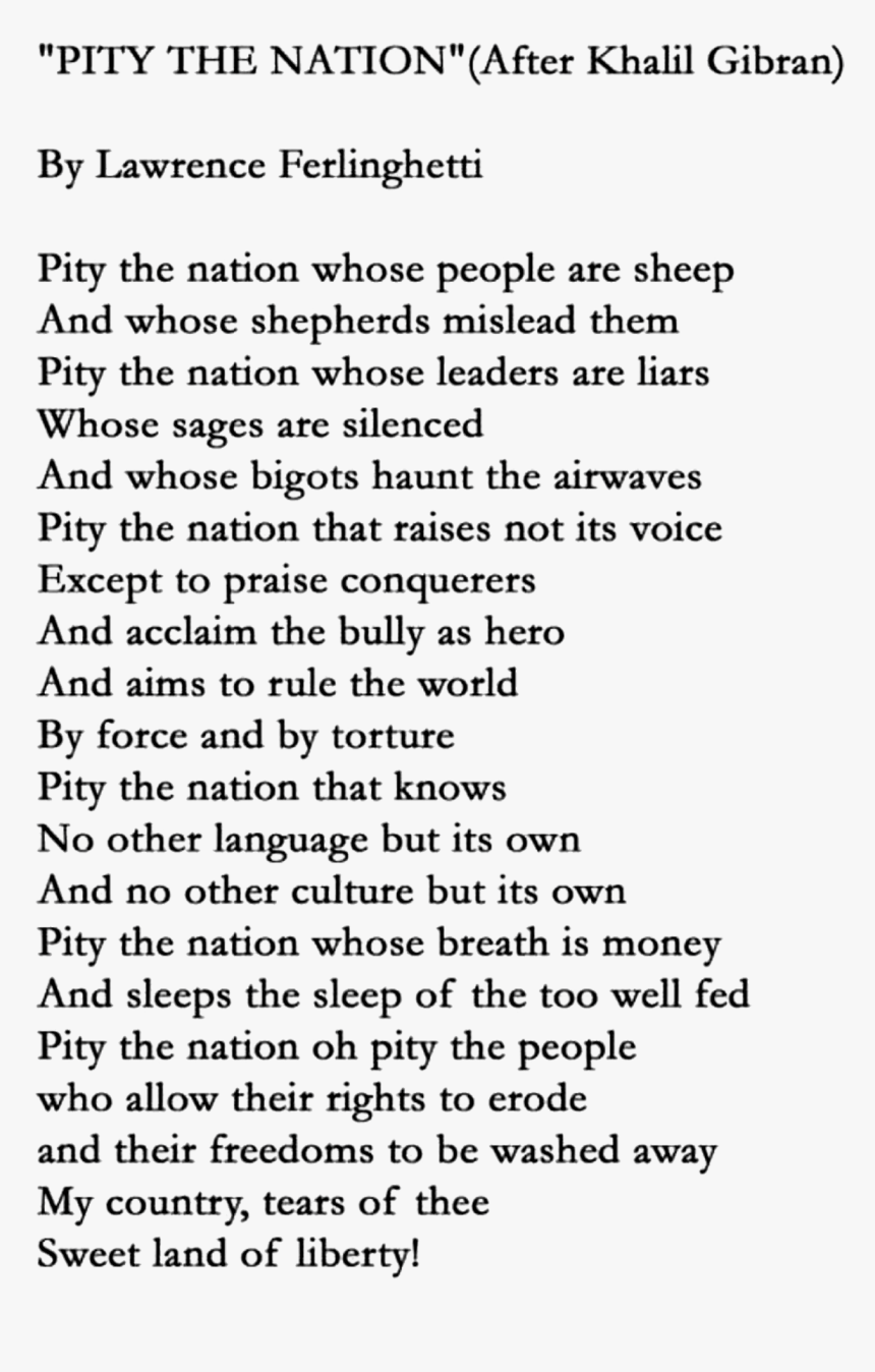 Pity The Nation After Kahlil Gibran, HD Png Download