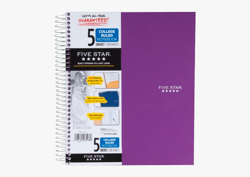 5 Star Notebook 5 Subject, HD Png Download