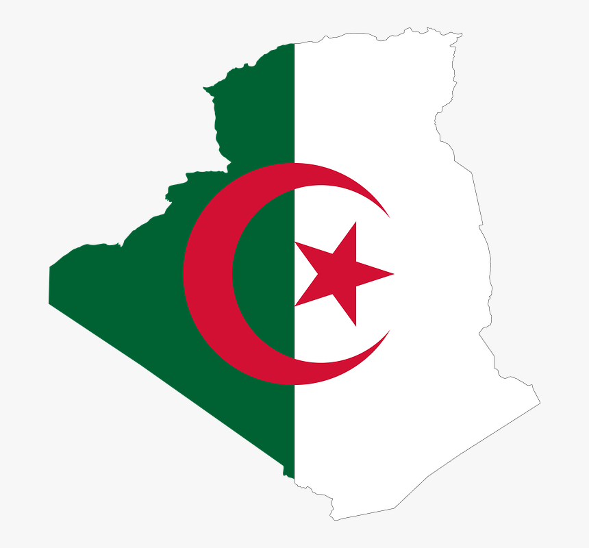 Algeria, Arab, Borders, Country, Flag, Map, Middle, HD Png Download