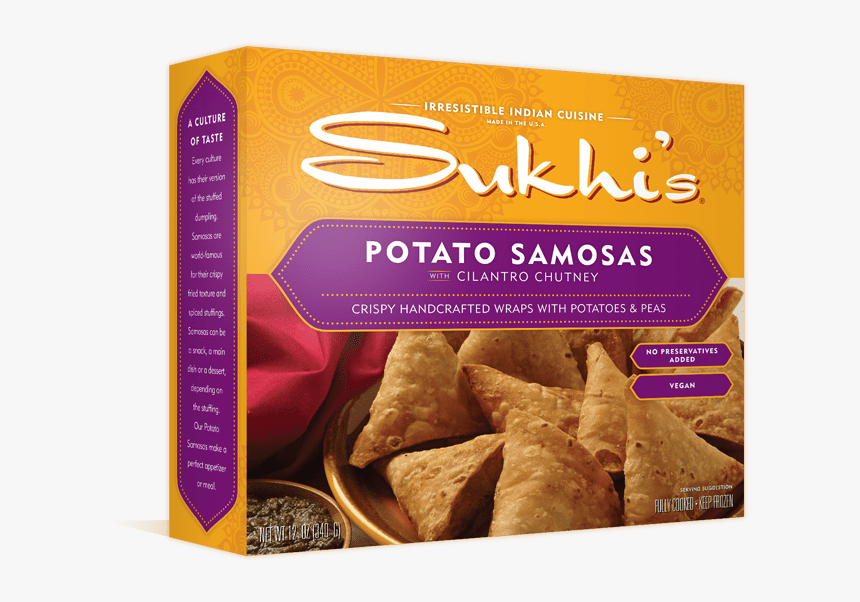 Clip Art Frozen Vegan Potato Samosas - Sukhi's Potato Samosa With Cilantro Chutney, HD Png Download