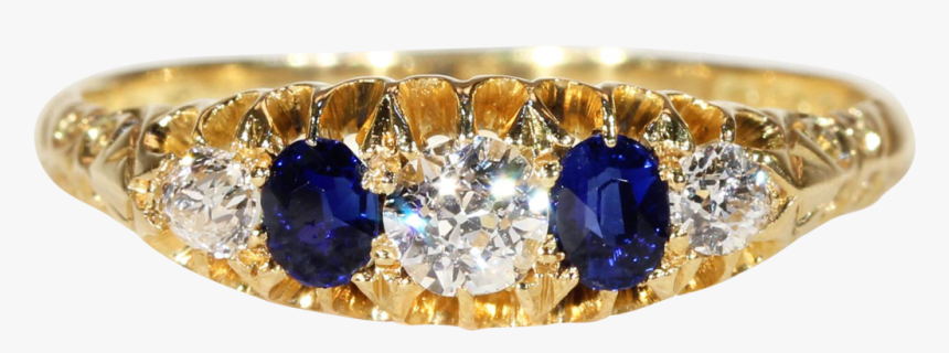 Antique Sapphire Diamond Gold Ring Hallmarked - Sapphire And Diamond Gold Ring Antique, HD Png Download