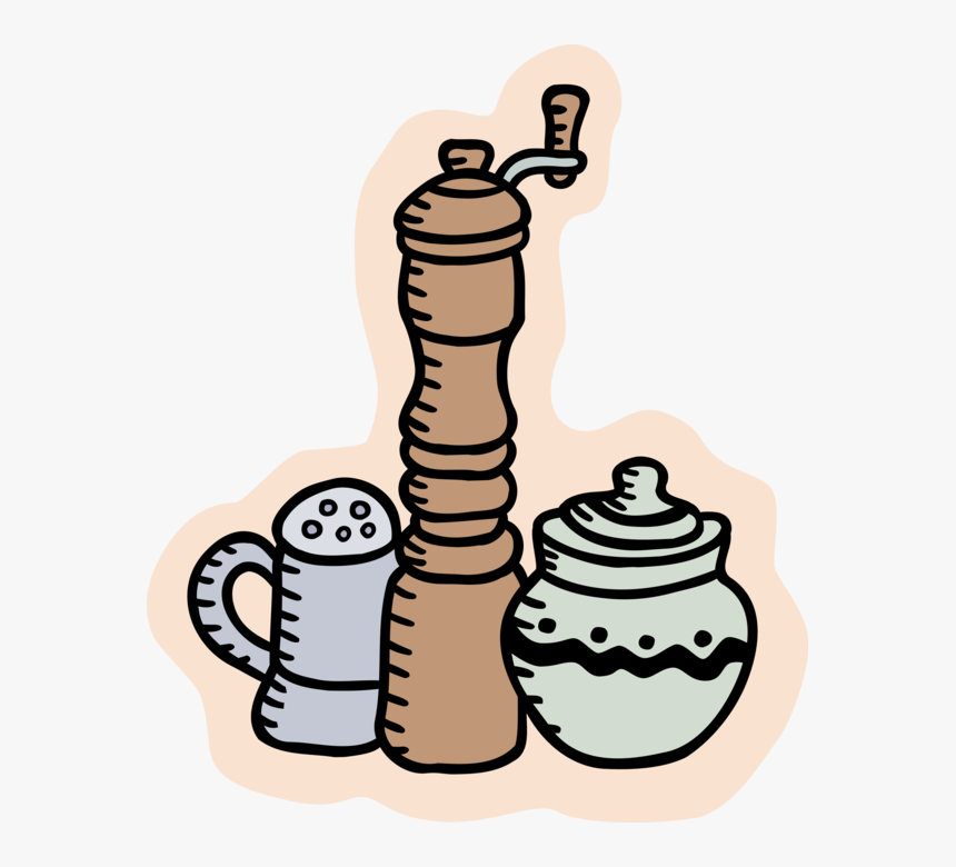 Vector Illustration Of Pepper Mill Grinder With Salt - Illustration, HD Png Download