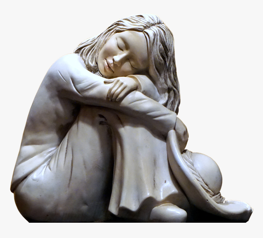 Girl, Beautiful, Love, Blossom, Bloom, Bloom, Elegant - Sad Girl Statue Stone, HD Png Download