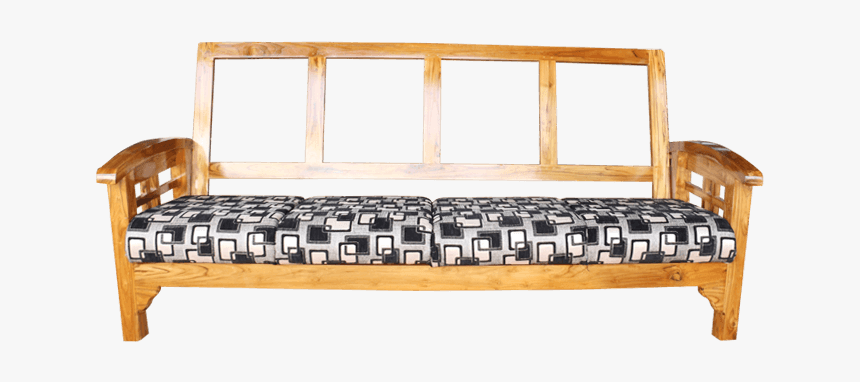 Teak Wood Carving Sofa With Frame And Cushion - Wood Carving Sofa Frame, HD Png Download