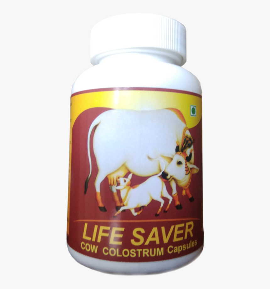 Life Saver Cow Colostrum Nutrition Capsules - Indian Cow With Calf, HD Png Download
