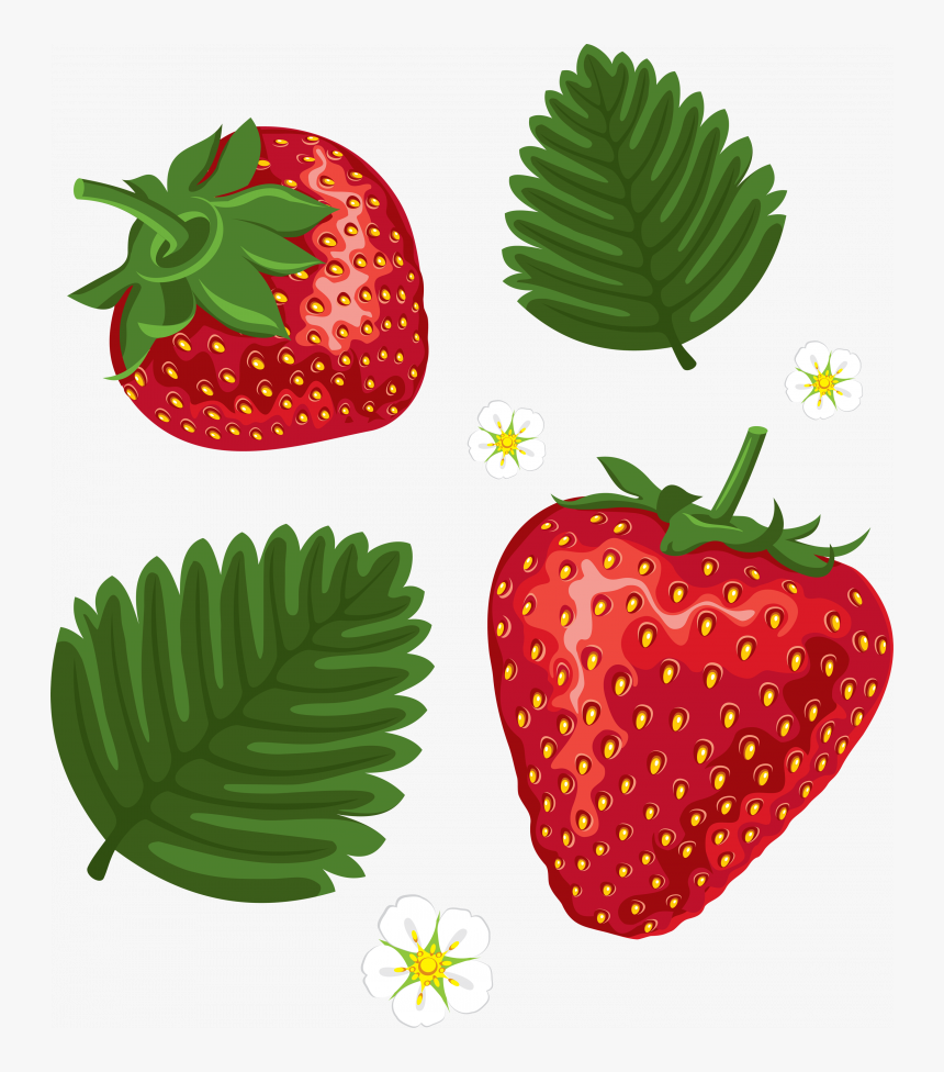Free Download Of Strawberry Icon - Strawberry Leaves Clip Art, HD Png Download