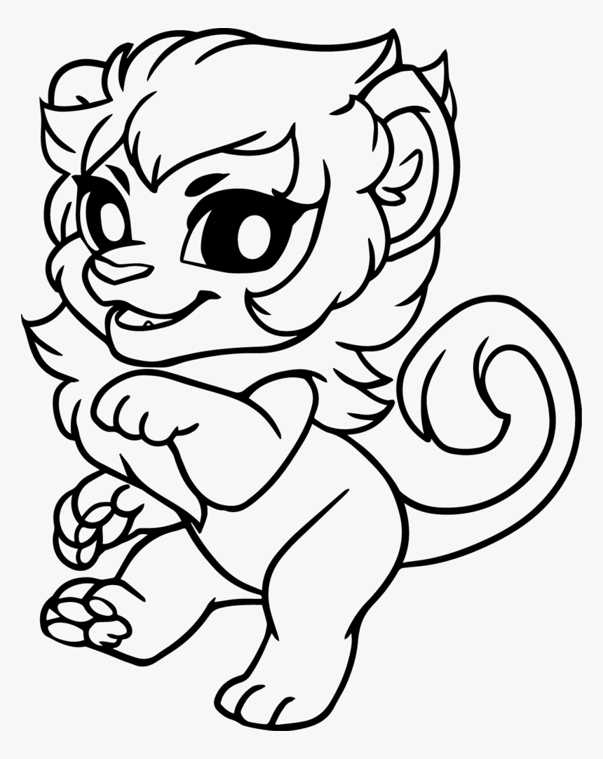 Chibi-lion - Chibi Lion Lineart, HD Png Download