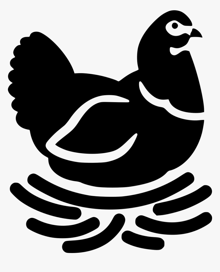 Hen Chicken Brood Svg - Black And White Chicken On Nest, HD Png Download