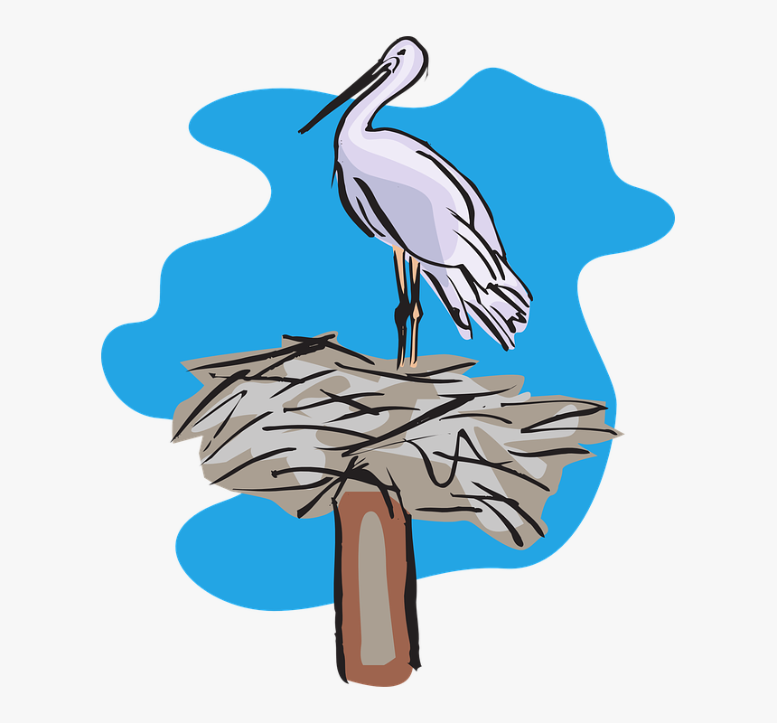 Bird Standing On Nest Svg Clip Arts - Stork Nest Clipart, HD Png Download