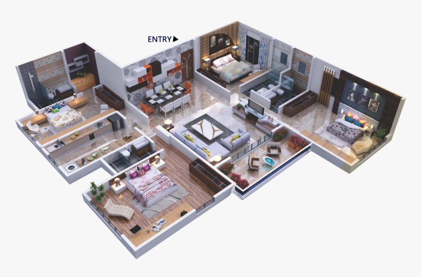 4bhk Flat Floor Plan Mumbai, HD Png Download