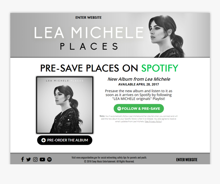 Lea Michele Presave For Spotify - Spotify Pre Save Campaign, HD Png Download