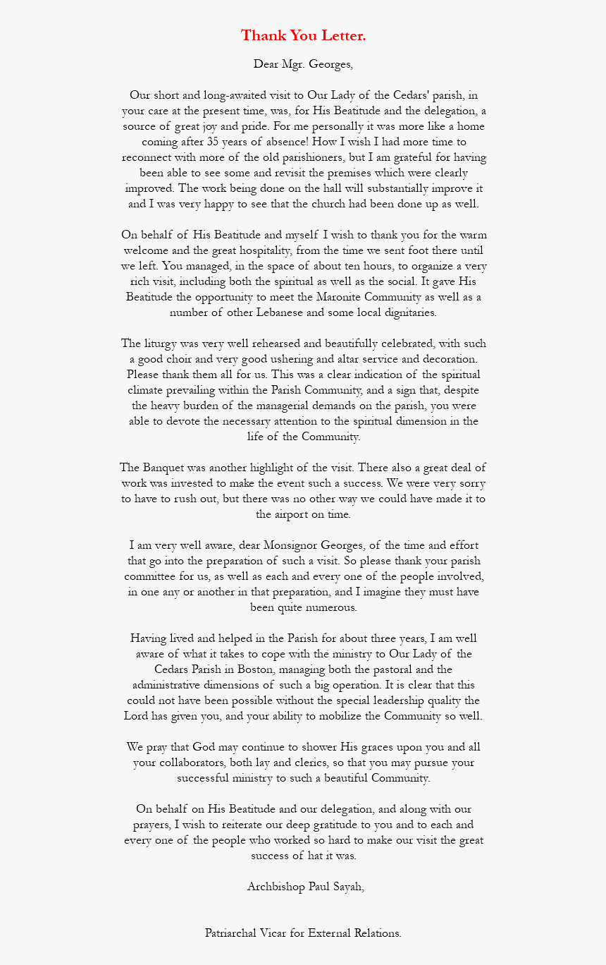 Thank You Letter Delegation Visit, HD Png Download