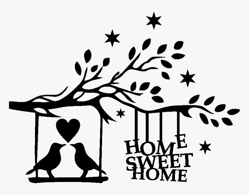 Stickers Muraux Fleurs - Two Birds On A Branch Silhouette, HD Png Download