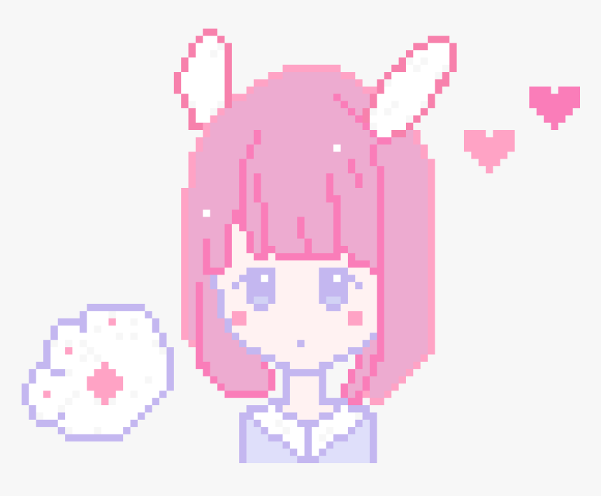 Pixel Kawaii Bunny Valentines Day Girl - Cartoon, HD Png Download