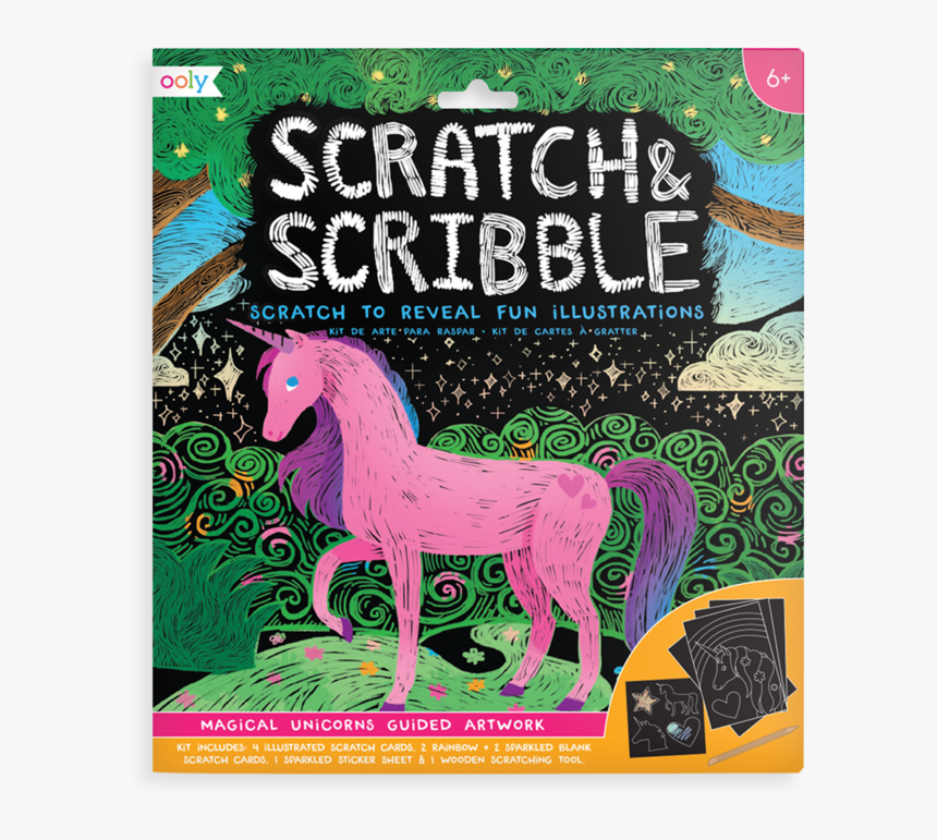 Scratch And Scribble 10 Piece Art Kit- Magical Unicorn - Ooly Scratch And Scribble, HD Png Download
