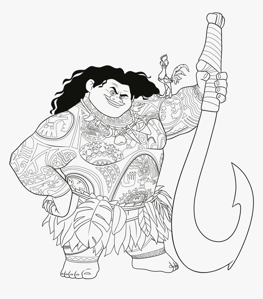 Maui Moana Colouring Moana Clipart Black And White HD Png Download 