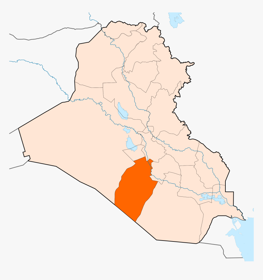 File Al Najaf Map - محافظة النجف الاشرف على الخريطه, HD Png Download