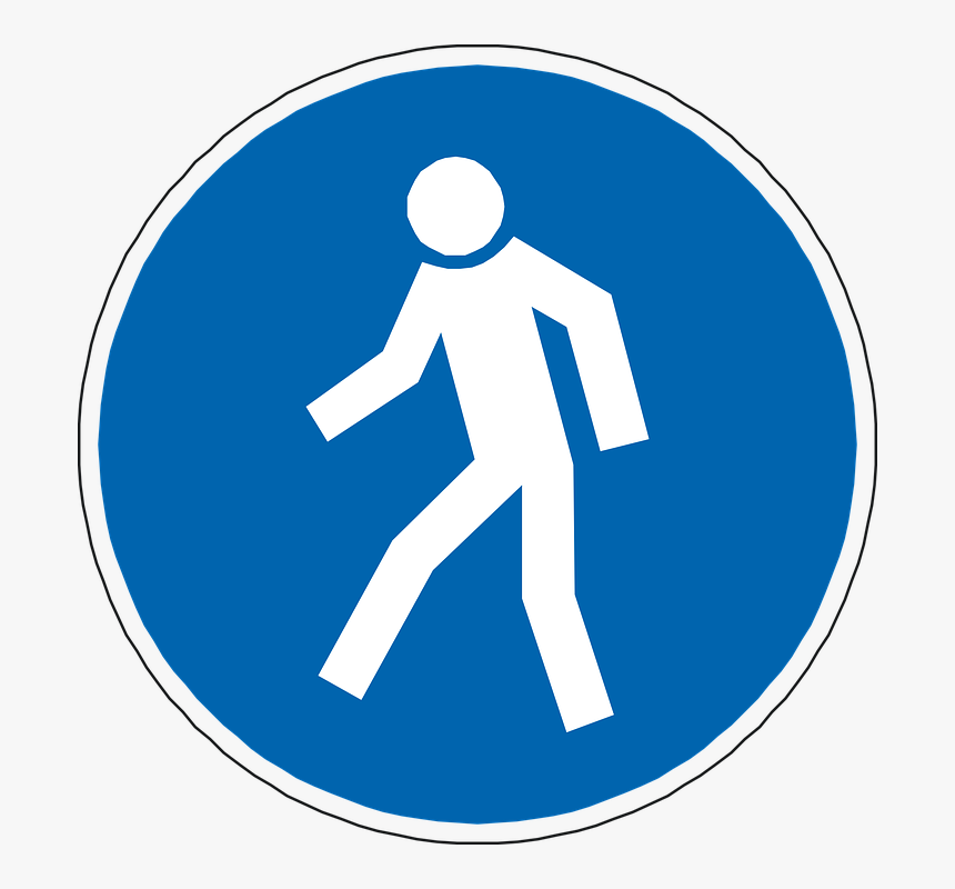 Walking, Pedestrian Passage, Man, Blue, Walker - Icone Piéton, HD Png Download