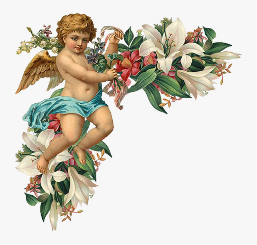 Engel Auf Blumenranken - Cherub Vintage, HD Png Download