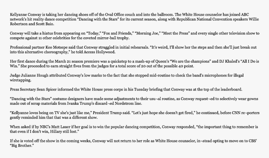 Kellyanne Conway Is Taking Her Dancing Shoes Off Of - Look And Say Method Of Teaching, HD Png Download