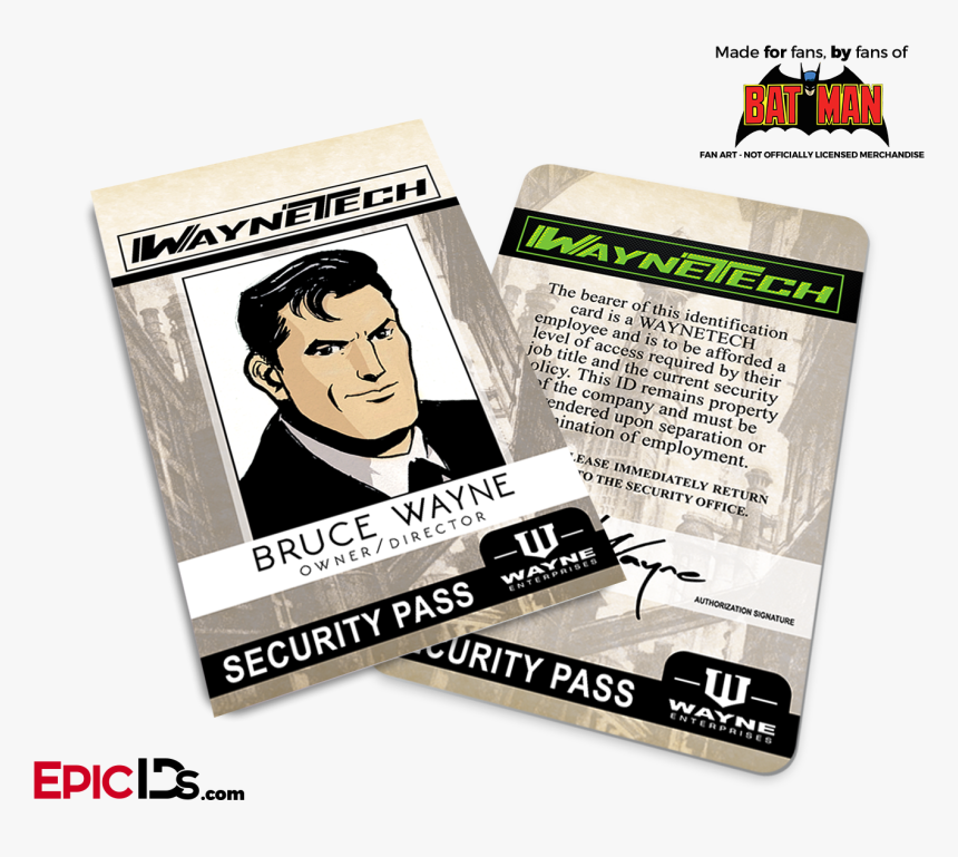 Batman Classic Comic Waynetech Cosplay Id Badge - Paper, HD Png Download