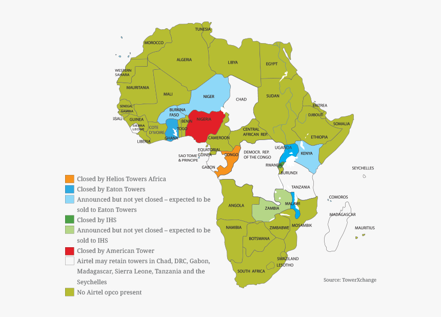 Airtel African Tower Sale - Kenya Africa Map Png, Transparent Png