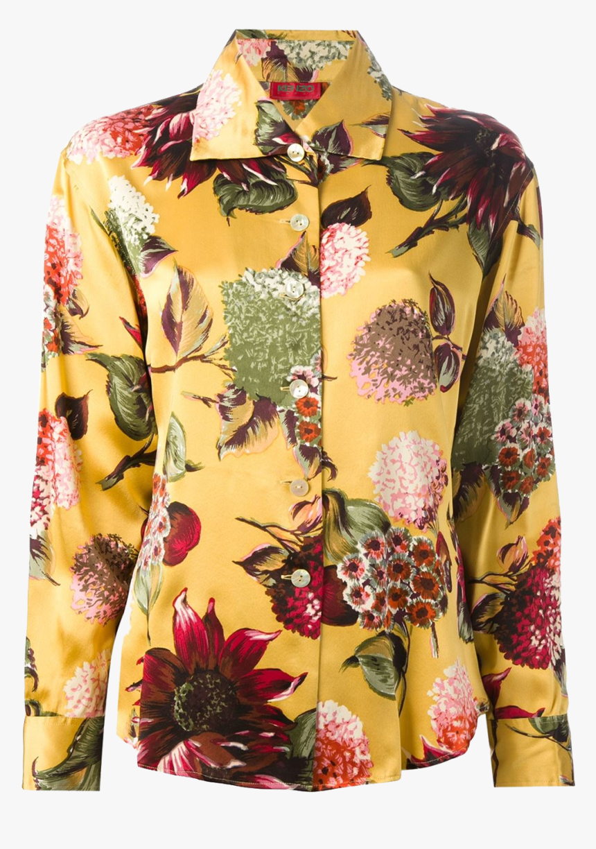 Multi Coloured Silk Floral Print Shirt From Kenzo Vintage - Clothing, HD Png Download
