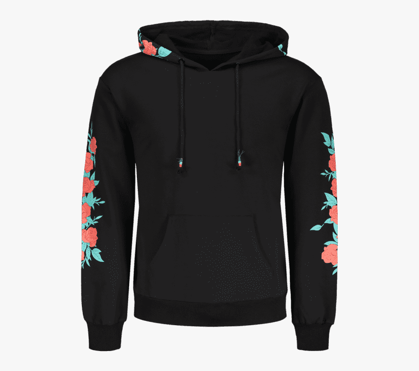 Trendy Pullover Floral Print Hoodie - Pullover Floral Print Hoodie, HD Png Download