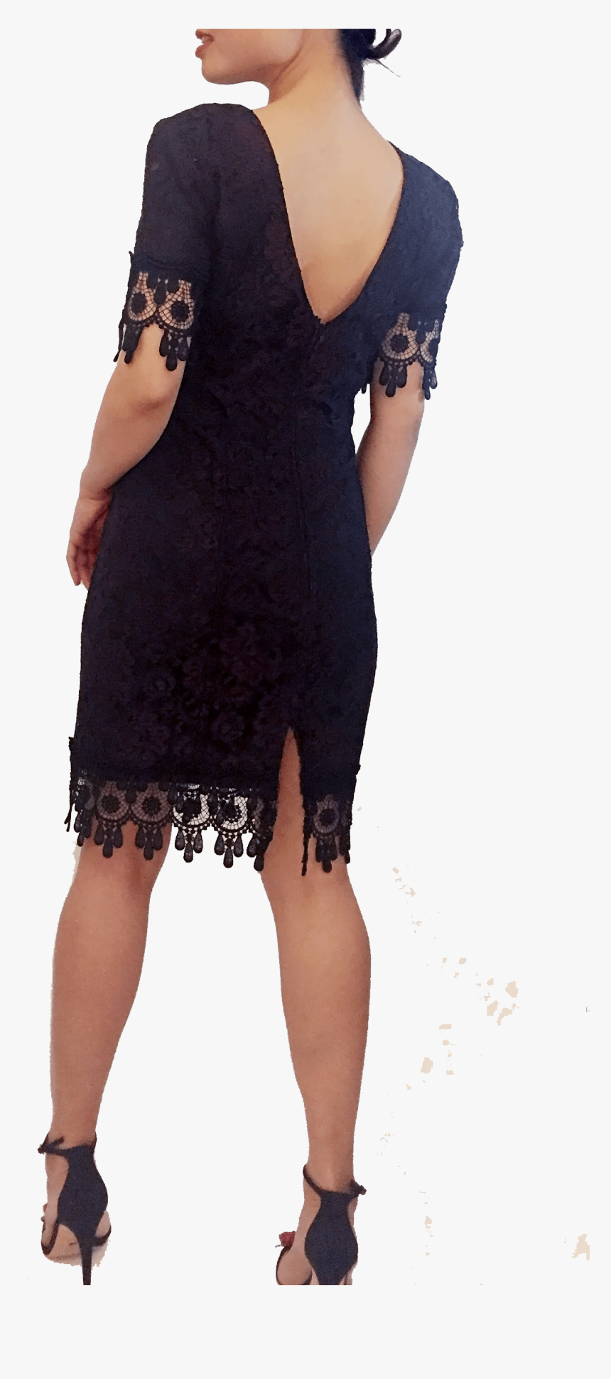 Vintage Lace Dress Open Back - Little Black Dress, HD Png Download