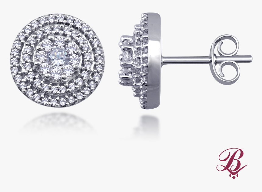 Double Halo Stud Cluster Earrings - Earrings, HD Png Download