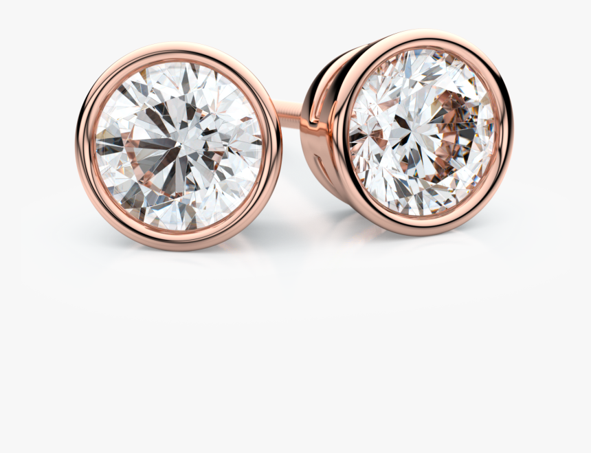 Earrings - Fine Bezel Set Diamond Earrings, HD Png Download