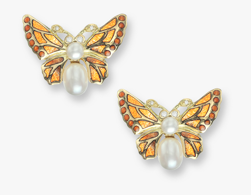 Nicole Barr Designs 18 Karat Gold Butterfly Stud Earrings-orange - Earrings, HD Png Download