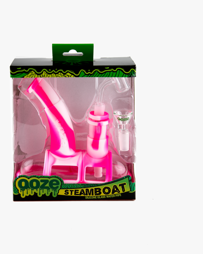 Ooze Steamboat Silicone Glass Pipe Pink White Box - Silicone, HD Png Download