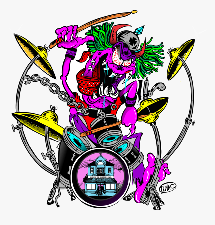 Custom Painted Guitars Doug Mac Art Illustrations Lowbrow - Illustration, HD Png Download