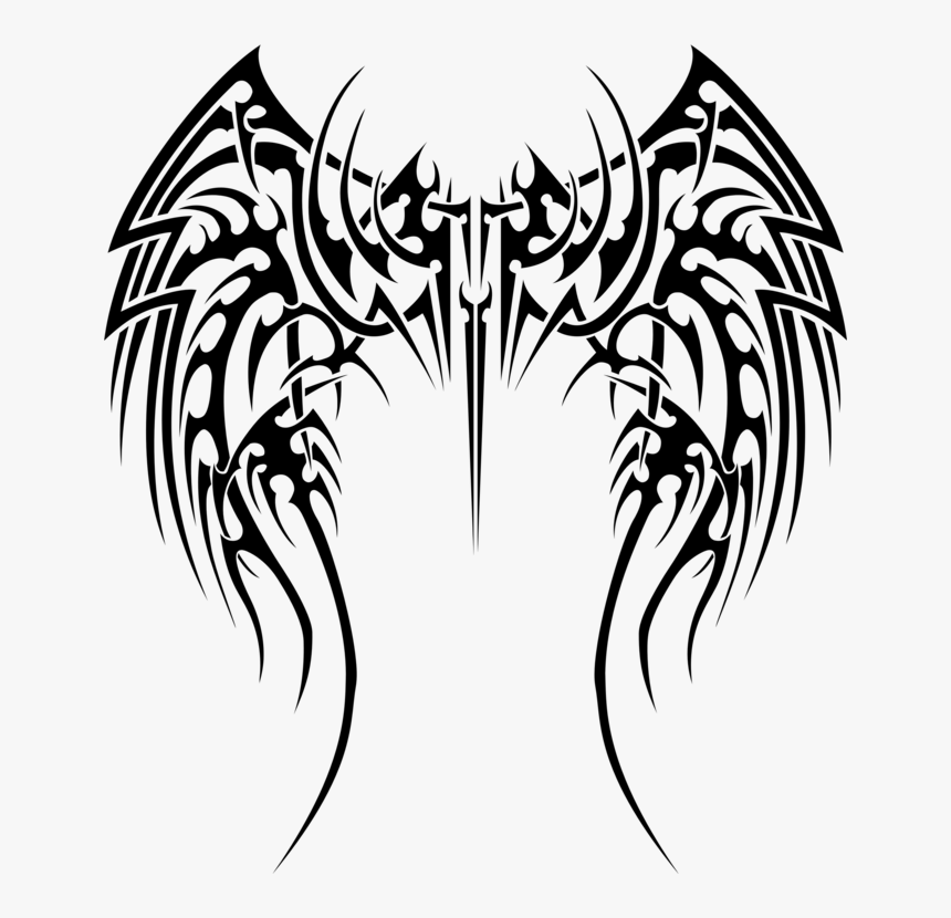 Art,symmetry,monochrome Photography - Tribal Wings Tattoo Designs, HD Png Download